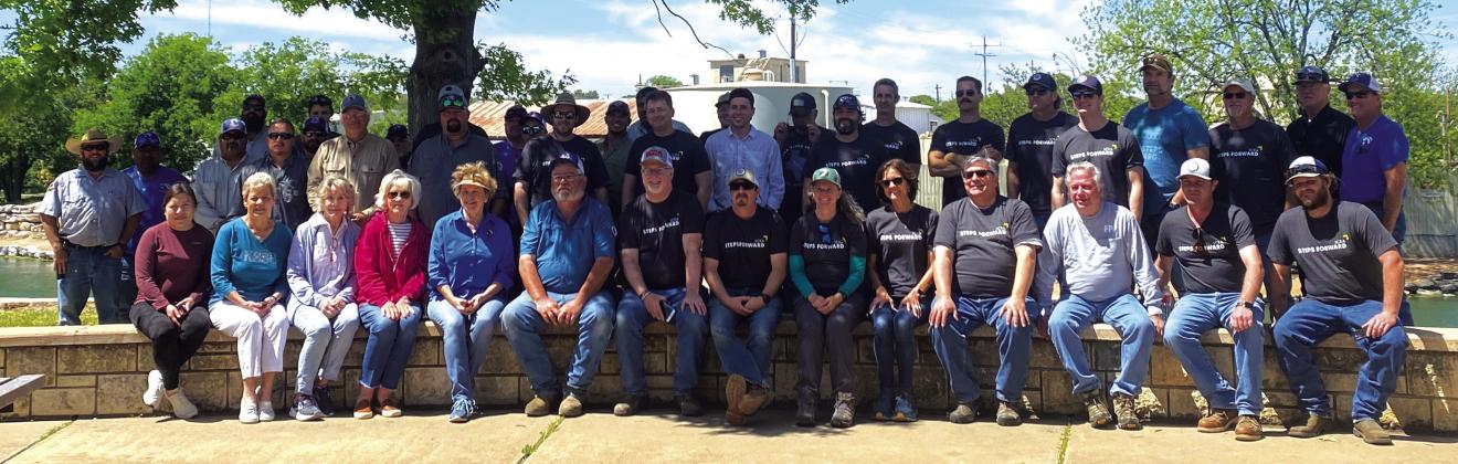 Pictured here is a group of LCRA volunteers and City employees and KSSB Board members taking a break from their hard work for a photo shoot.