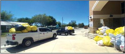 Here are truckloads of recycling being picked up from San Saba Elementary School. SSES collected over 50,000 plastic bottles to recycle! See the story on our website: www.sansabanews.com.